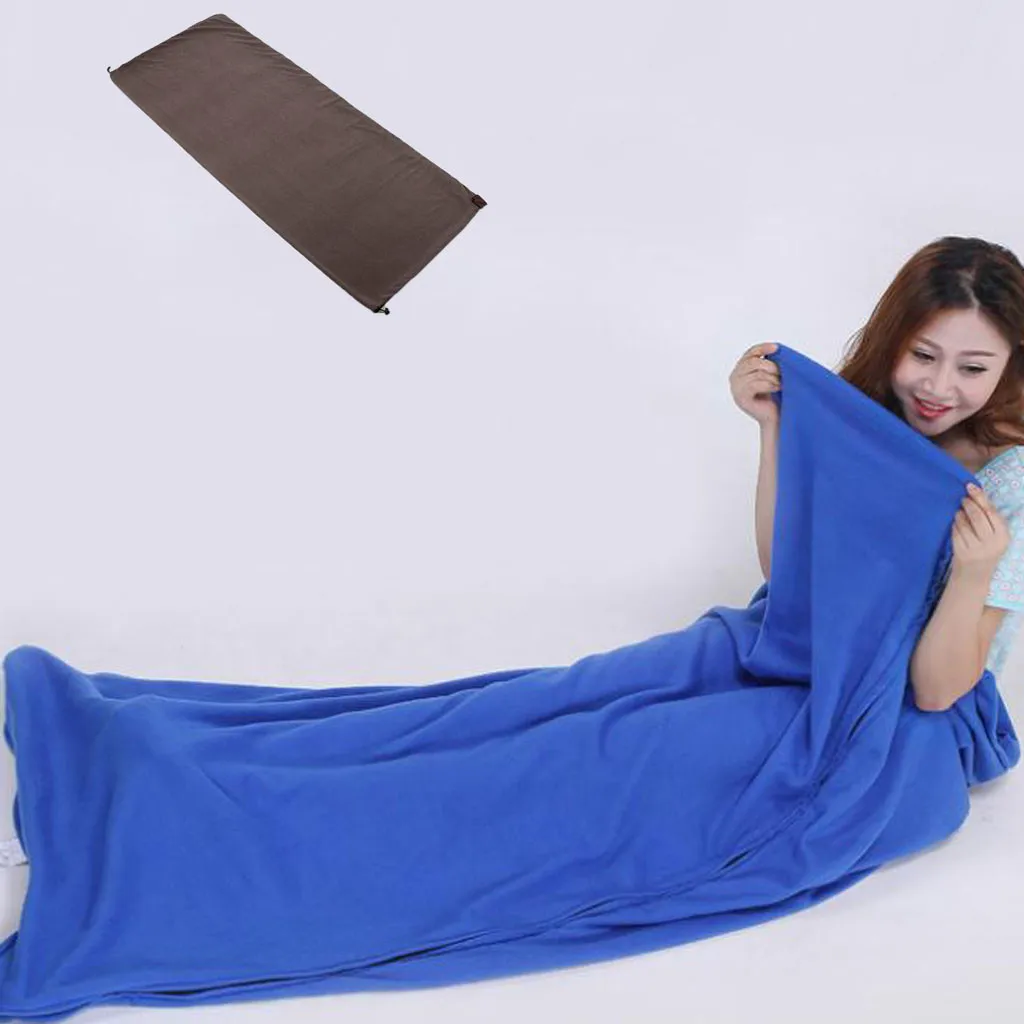 Портативный флисовый спальный мешок всесезонный для взрослых отдыха на открытом