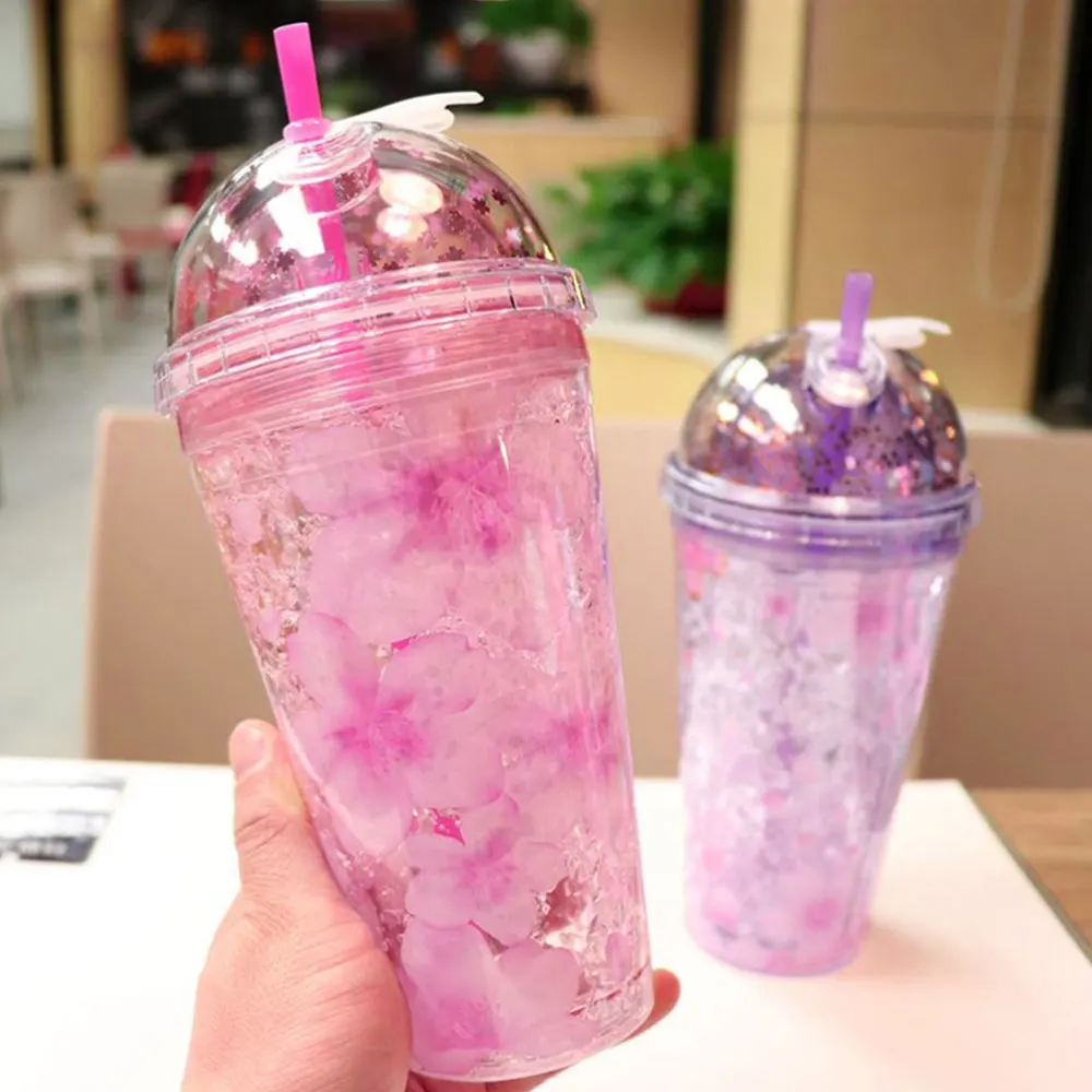 

2Pcs 480ML Double Coolie Straw Cup Portable Mug with Straw