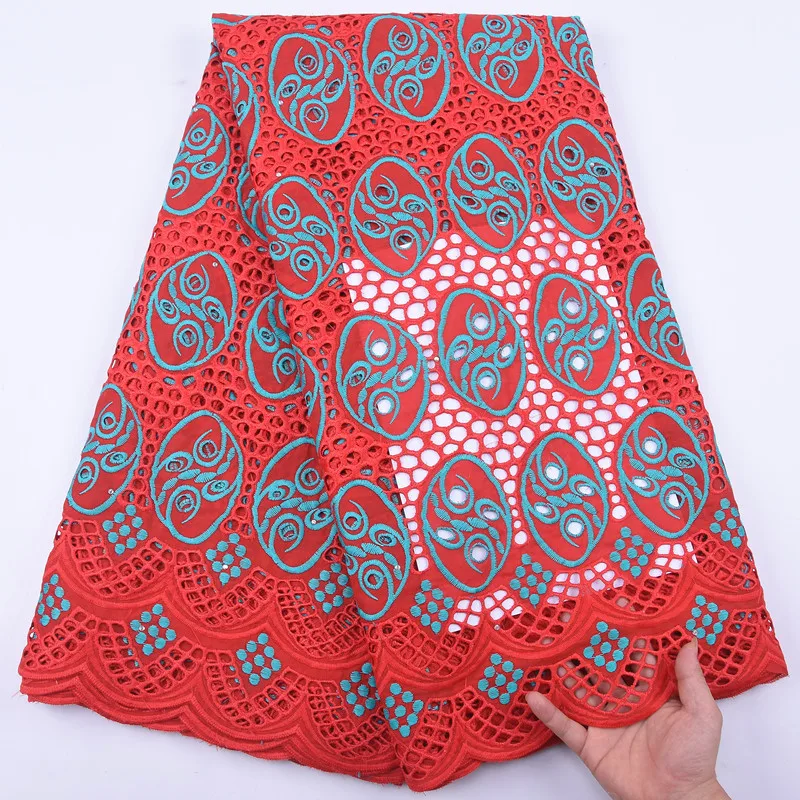 

SJD LACE Red Cotton African Fabric New Arrival Swiss Voile Lace Fabric Mesh Nigeria Fabric For Women Wedding Party Dress A2016