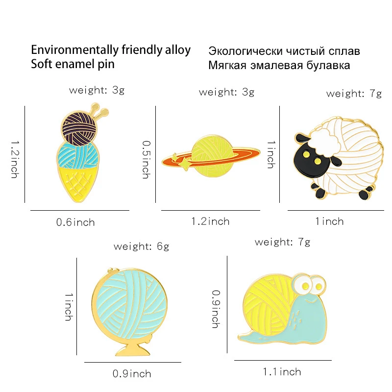 

1 pc Cartoon Cute lamb snail Animal Enamel Pins Yarn ball feces star Brooches for Women Sweater Lapel Pin Badge Bag Jewelry