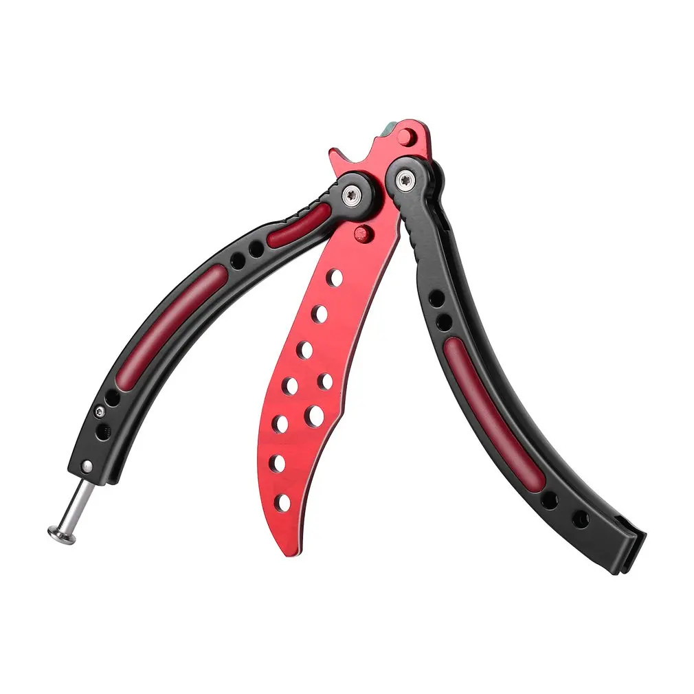 

Practice Folding Metal Butterfly Style Tactical Combat Trainer Knife Trainer Game Knife Dull BladeTool With Sheath
