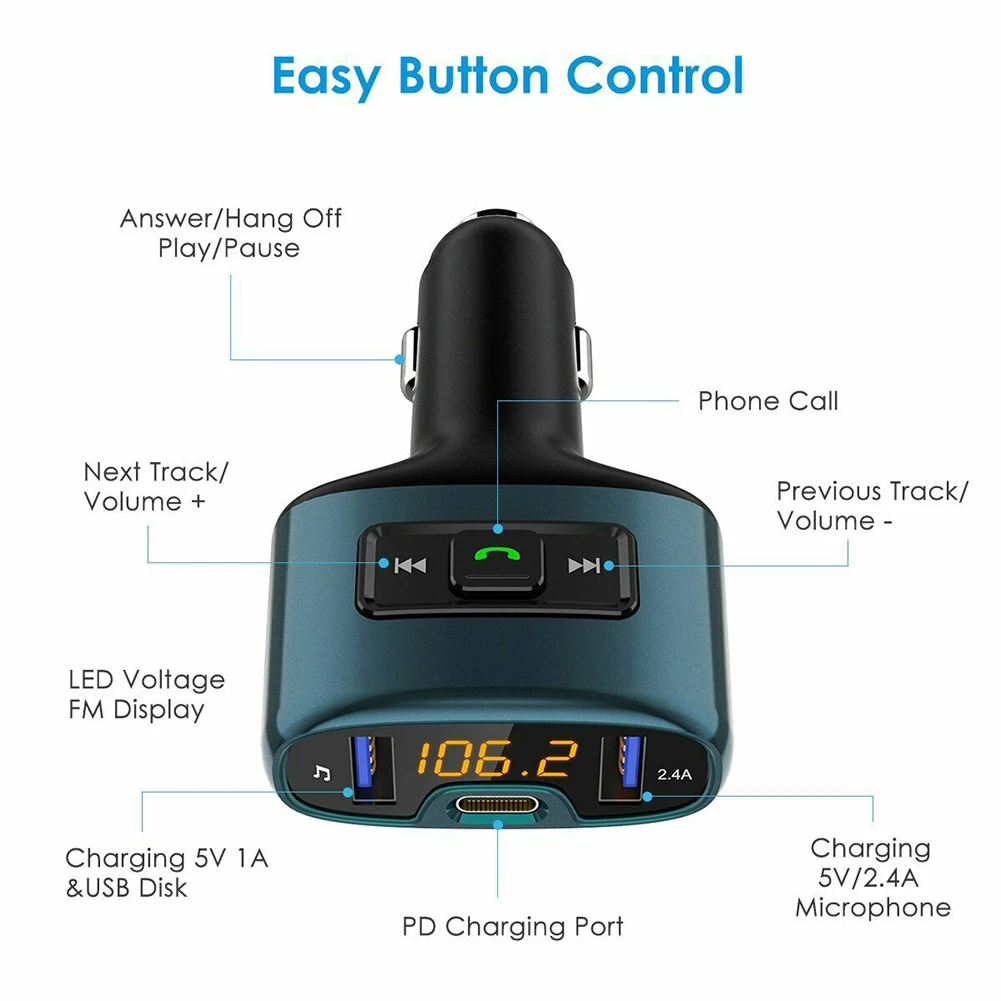 1 шт. Новый адаптер fm передатчика ABS 12 В Usb прикуривателя для музыкального