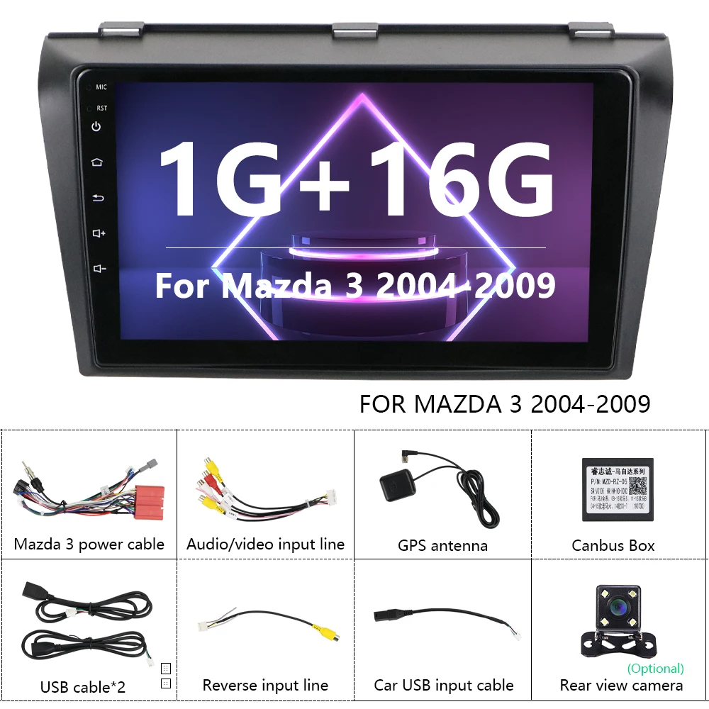

Podofo Android Car Multimedia MP5 Player 2 Din 9" Car Radios Stereo Receiver WIFI GPS MAP Auto Audio Radio For Mazda 3 2004-2009