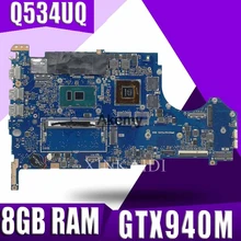 Laptop Motherboard For ASUS Q534U Q534UX Q534UQ Q534UQK Mainboard with GTX940M/2GB Video card I7-6500U  8GB RAM