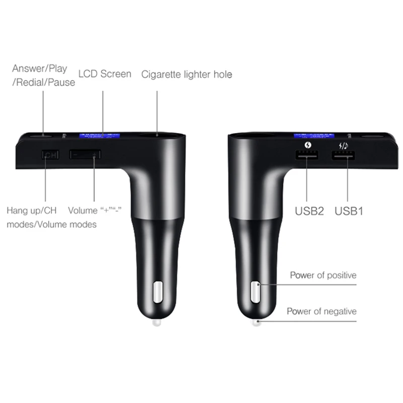 Автомобильный прикуриватель MP3 Bluetooth передатчик приемник Handsfree двойной USB плеер Aux