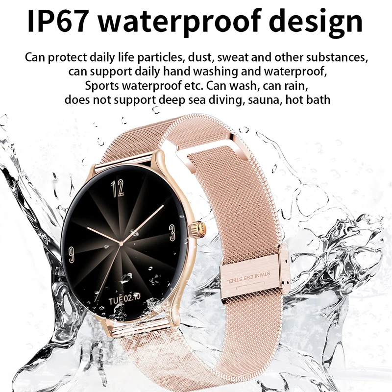 Новинка 2021 женские умные часы с круглым сенсорным экраном роскошные стальные