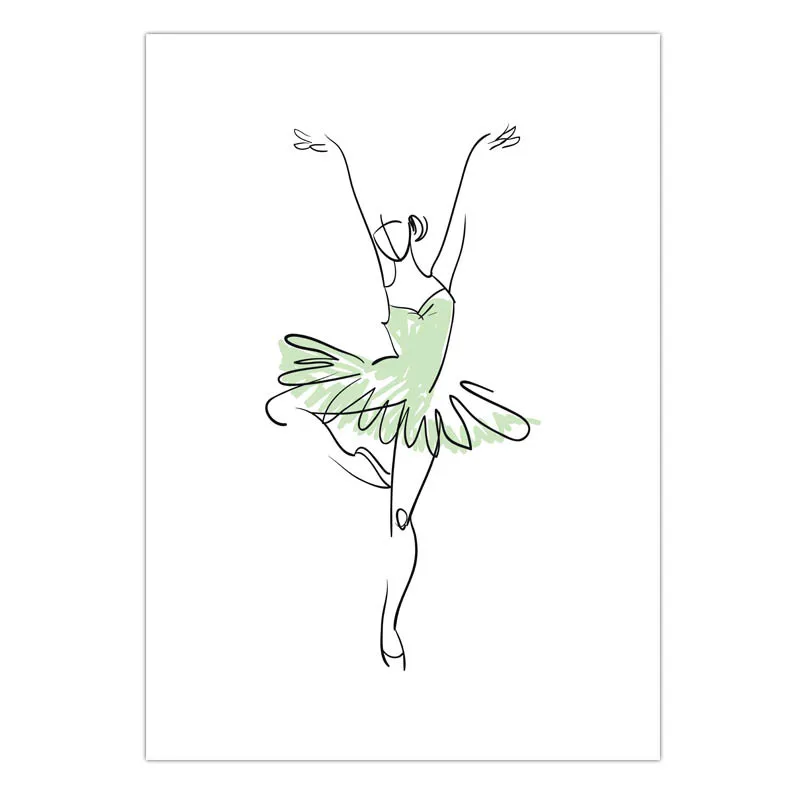 Абстрактная балерина принт одна линия рисунок тела искусство холст живопись