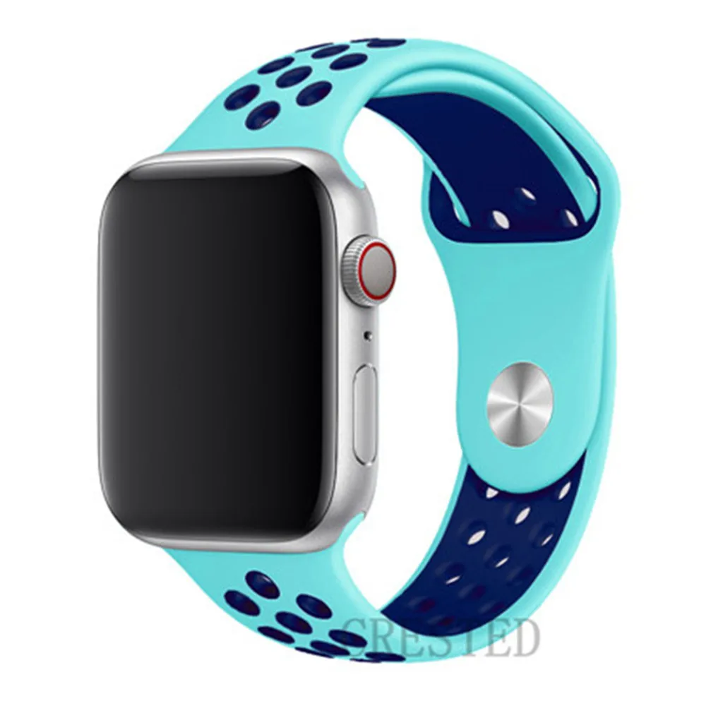 Ремешок для apple watch 5 4 3 ремешок 44 мм/40 мм iwatch ремешок 5 42 мм/38 мм correa силиконовый браслет аксессуары для часов - Цвет ремешка: green blue 9