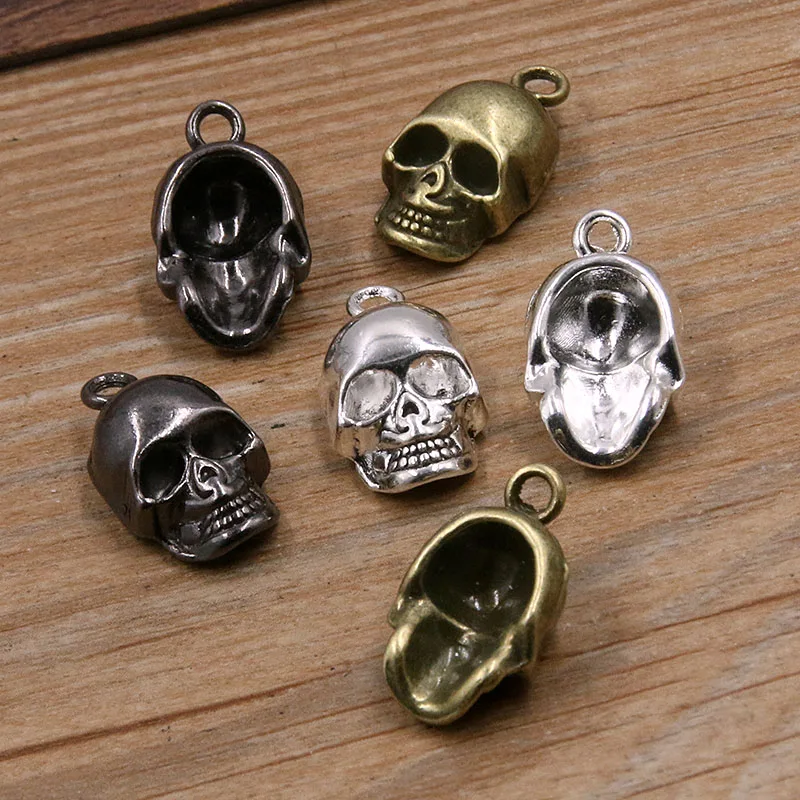 10Pcs 11*20mm 3 Color Skull Ghost Head Charms Halloween Pendants Handmade Decoration Vintage For DIY Jewelry Making Findings - купить по
