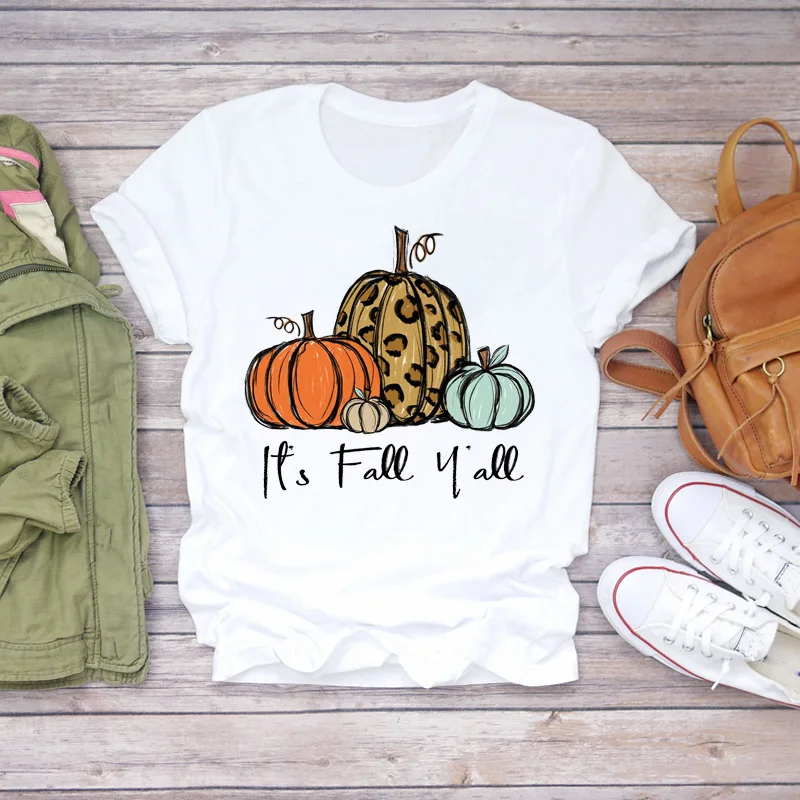 Женские футболки с рисунком тыквы леопарда коротким рукавом женская футболка