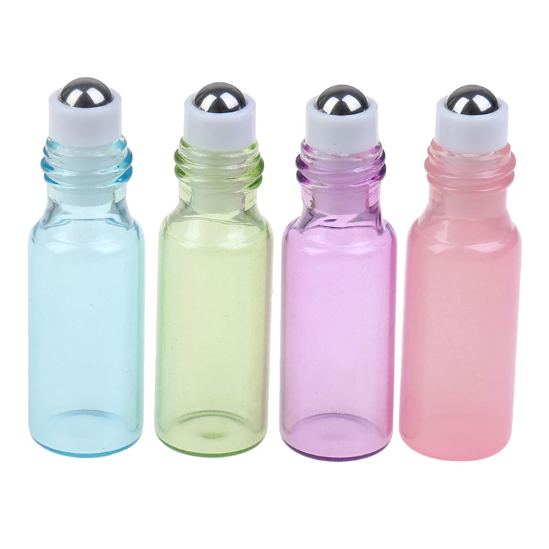 2pcs 3/5ml Gradient Color Thick Glass Roll on Essential Oil Empty Perfume Bottle