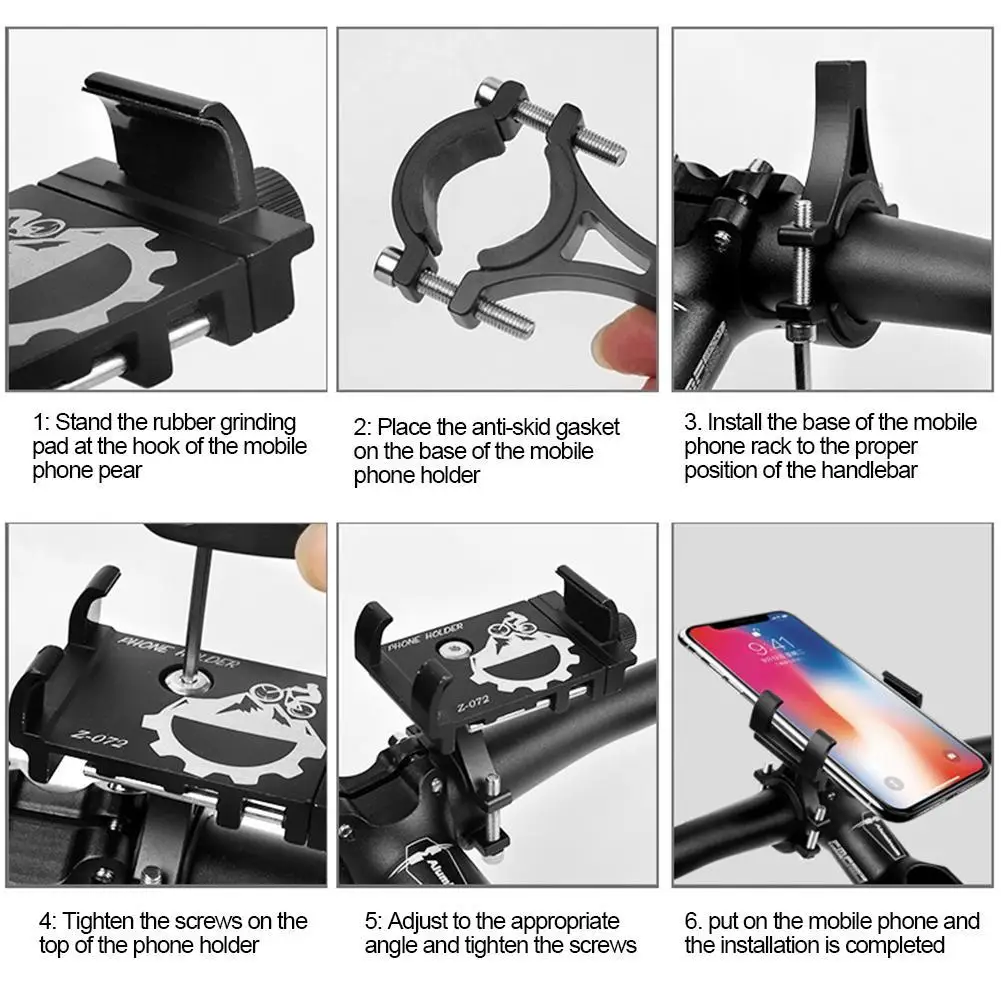 adjustable bicycle mobile phone holder bike motorcycle handlebar clip stand for 3 5 6 5 inch phone holder gps mount bracket free global shipping