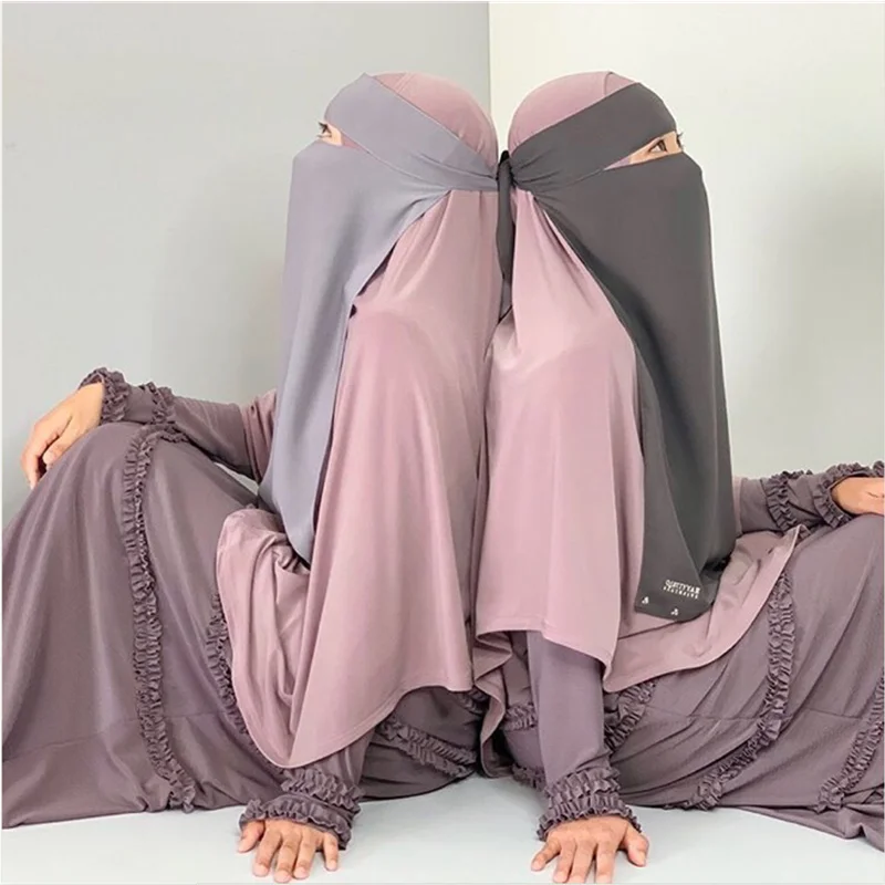 

Women Muslim Niqab Burqa Bonnet Veil Modest Wear Hijab Single Layered Amira Islamic Face Cover Burqa Arab Prayer Hijabs Scarf