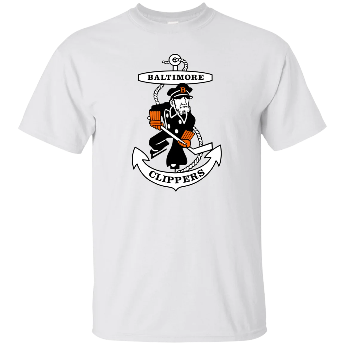 Baltimore Clippers AHL Хоккей ретро 1970's Throwback джерси логотип капитан мультфильм футболка