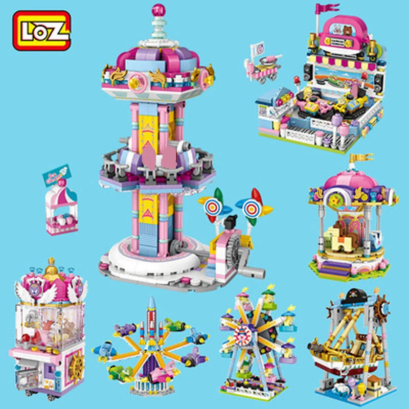 

LOZ ​Mini Assemble Blocks Amusement Park Series Corsair Ferris Wheel Rotary Carousel Model Building Brick Set Toy For Kid Friend