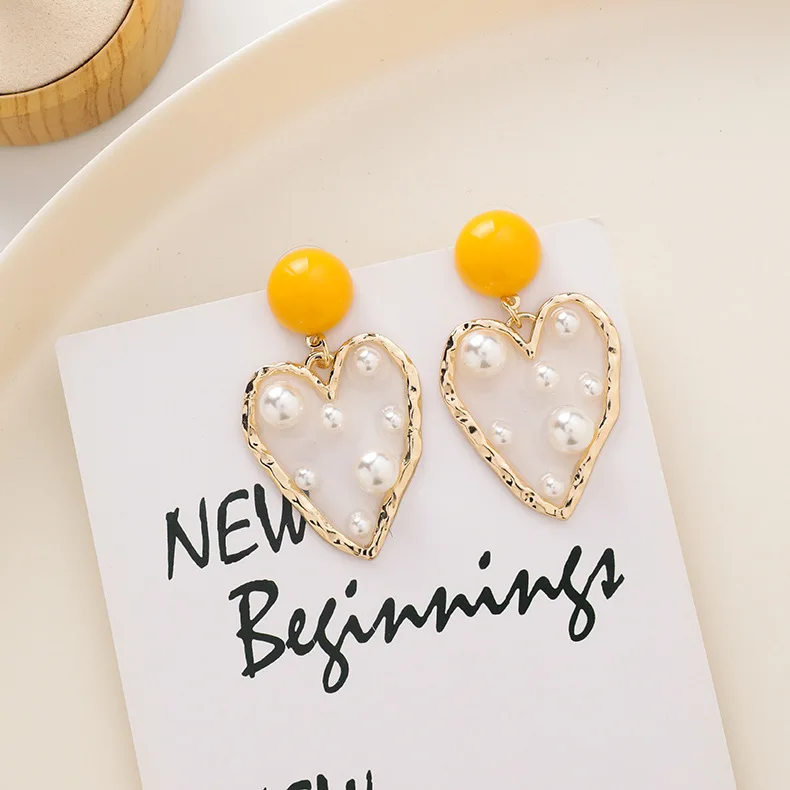 

Sweety Hanging Dangle Love Set With Pearl Earrings Irregular IConcave Convex Heart Accessories Boucle D'oreille Pendientes