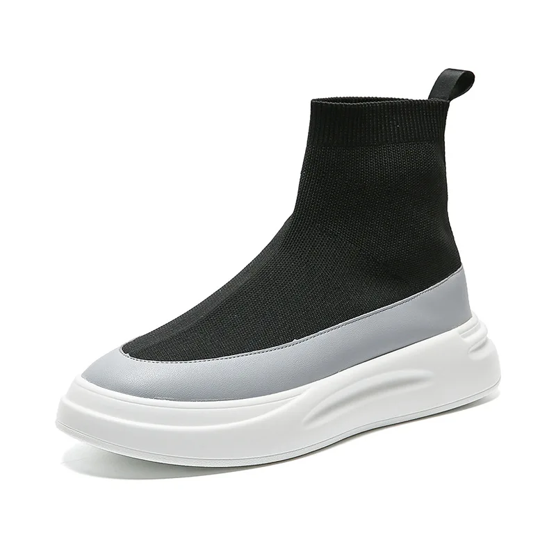 

High top sock shoes men's new summer flying woven shoes breathable soft sole fashion street with Aberdeen fashion shoes