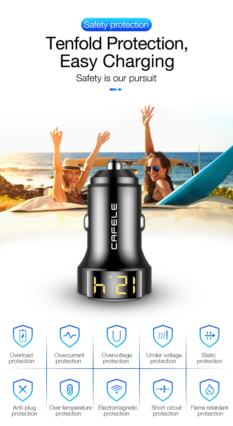 Cafele Quick Charge 4,0 3,0 USB Автомобильное зарядное устройство для iPhone Xiaomi huawei QC4.0 QC3.0 Авто Тип C PD быстрое автомобильное зарядное устройство для мобильного телефона