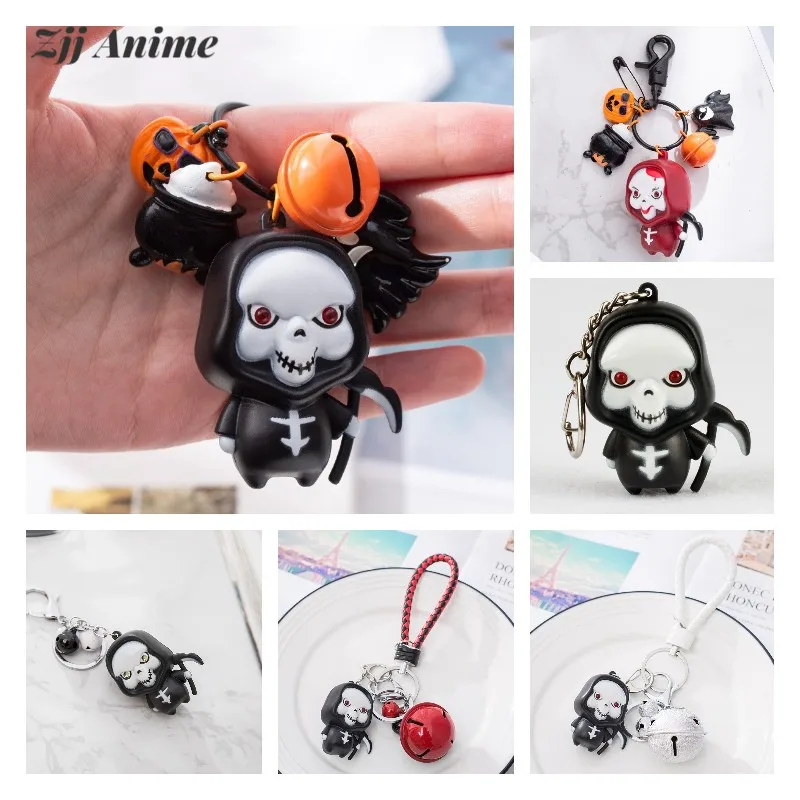 

2021New Keychains For Men Women Car Bag KeyRing Fashion Gift Resin Pumpkin Halloween Gift Ghost Grim Reaper