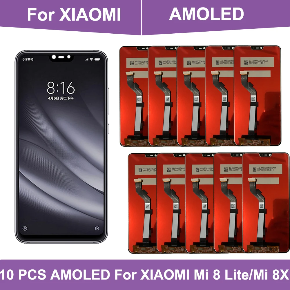 

ЖК-дисплей с рамкой для Xiaomi Mi 8 Lite, 6,26 дюйма, 10 шт.