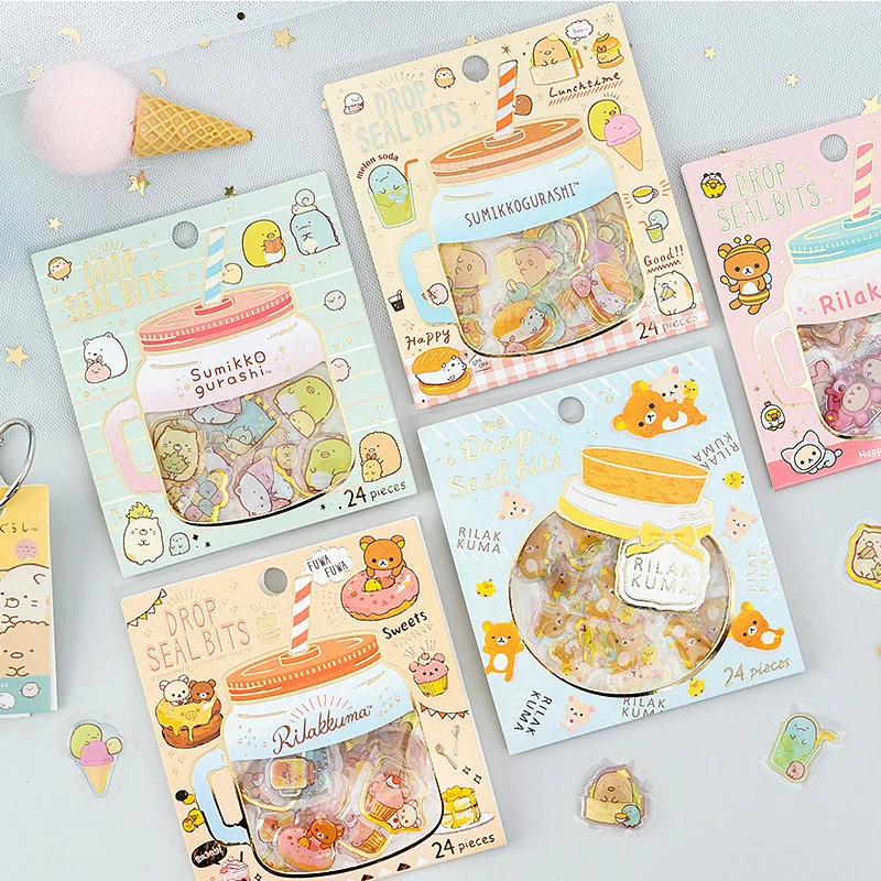 30 упак./лот Rilakkuma флакон-капельница прозрачная журнал декоративные наклейки Скрапбукинг ярлыком канцелярские наклейки для дневника, альбома
