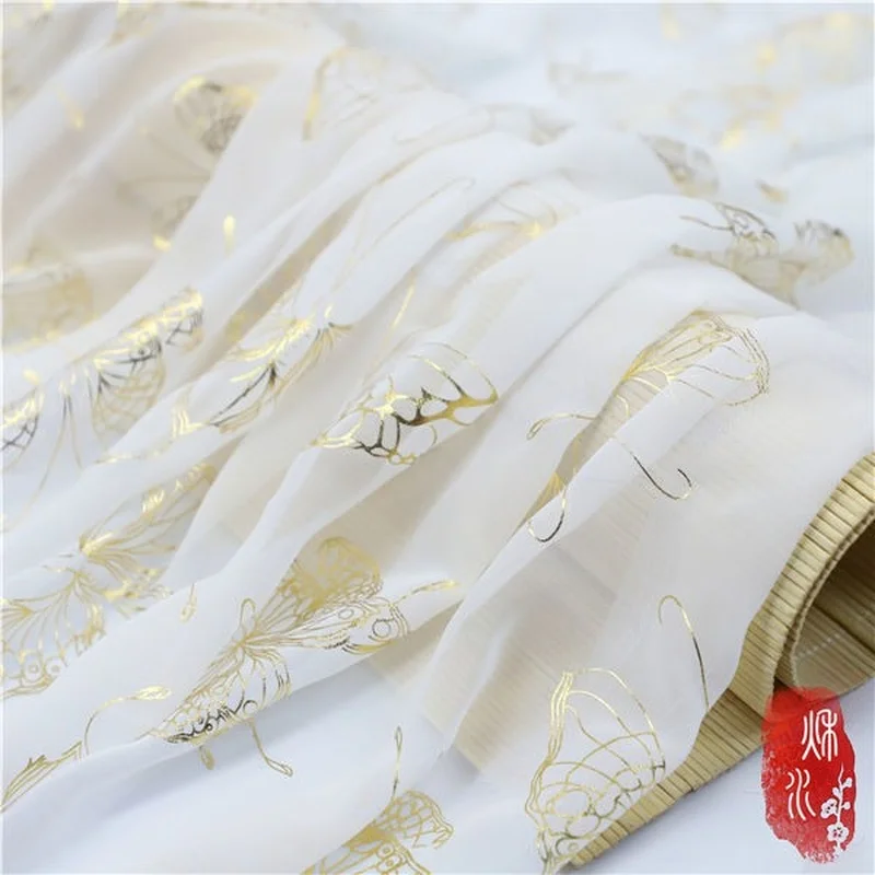 Бронзовая Античная бронзовая Серебряная шифоновая ткань Tang Feng шифон Ширина 1 5