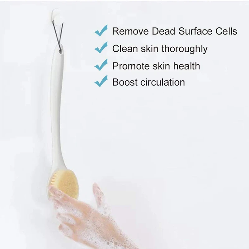 

2 Scrubber Body Brushes with Long Handle Comfortable Bristles, Shower Brush for Bathroom and Shower Back Scrubber