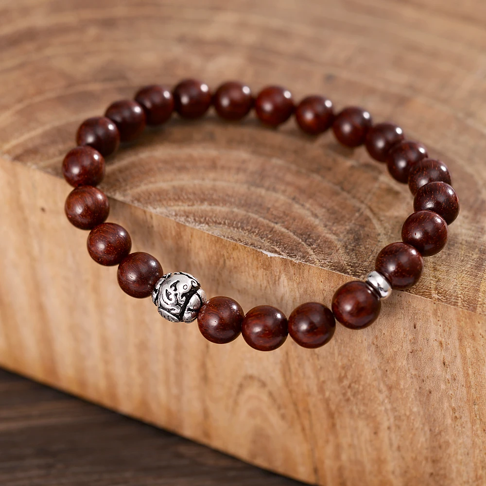 Красные сандалии деревянные двойные бусины тянущиеся браслеты пара массивные