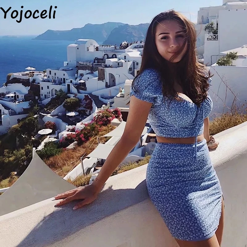 Сексуальное короткое элегантное платье Yojoceli с принтом Женский комплект из двух