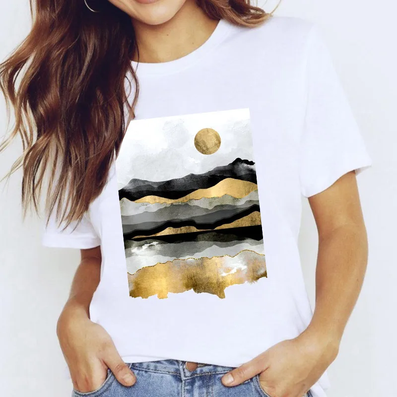 

Women t shirt kawaii Geometry Printed T Shirt Woman Cartoon Summer Lady T-shirts Top T Shirt Womens Graphic Female Tee T-Shirt