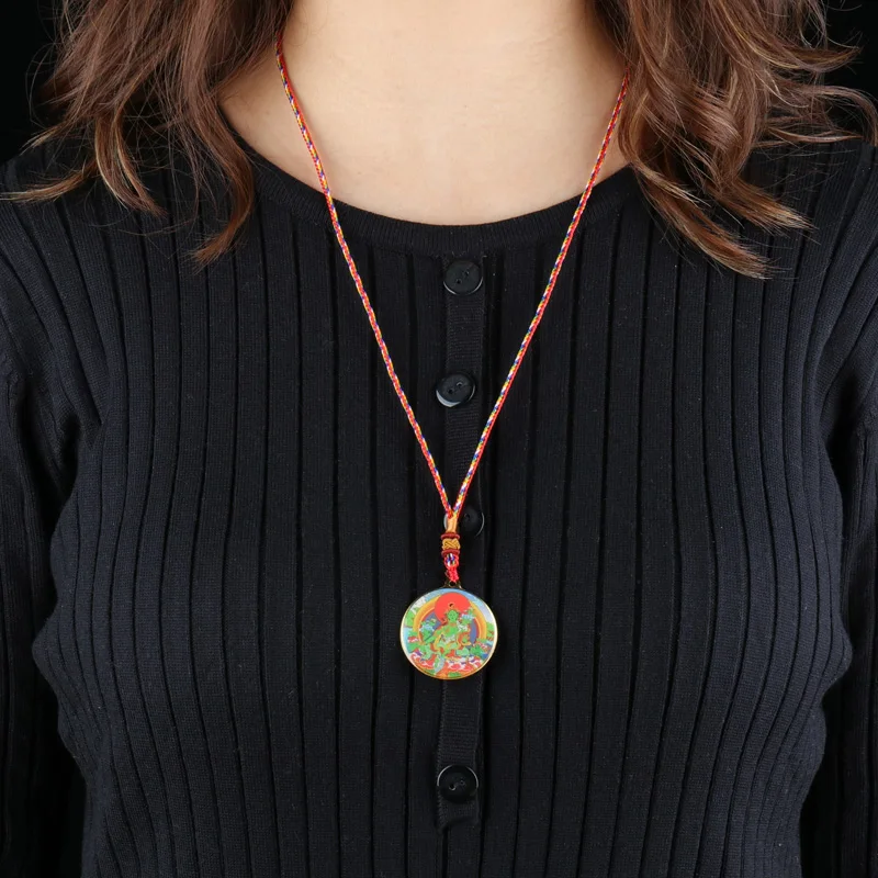 Зеленый Тара Будда статуя маленький танка тибетских Буддизм Медь Подвеска из