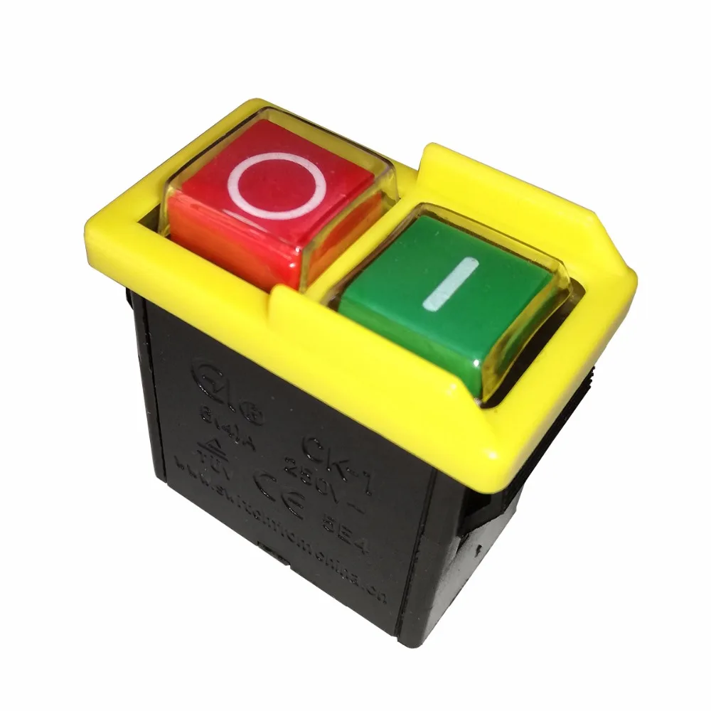 Кнопочный переключатель CK1 6A, 250 В, водонепроницаемый, пыленепроницаемый, электромагнитный, с кнопкой вкл/выкл, для шлифовальной машины, CK-1