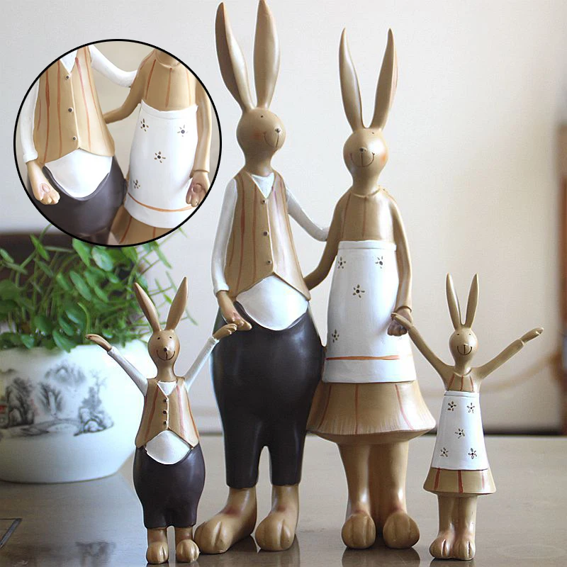 

Resin Rabbit Craft Figurines 4 Family Member Statue Artwork Outdoor Courtyard Ornaments Sculptures Garden Decor K888