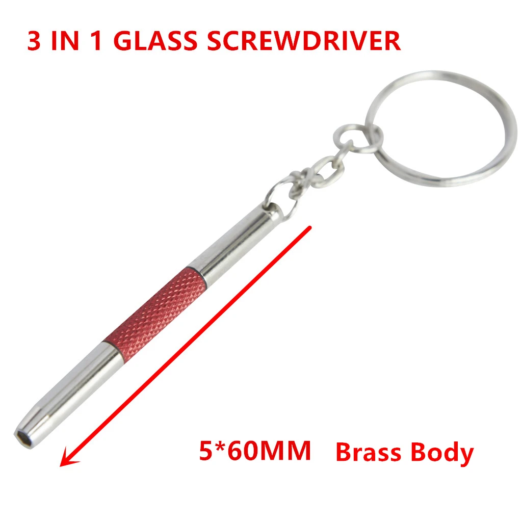 1 pc 3 in 1 Eyeglass Screwdriver Mini Small Little Multifunction Home Sunglass Glass Cellphone Watch Repair Keychain Screwdriver