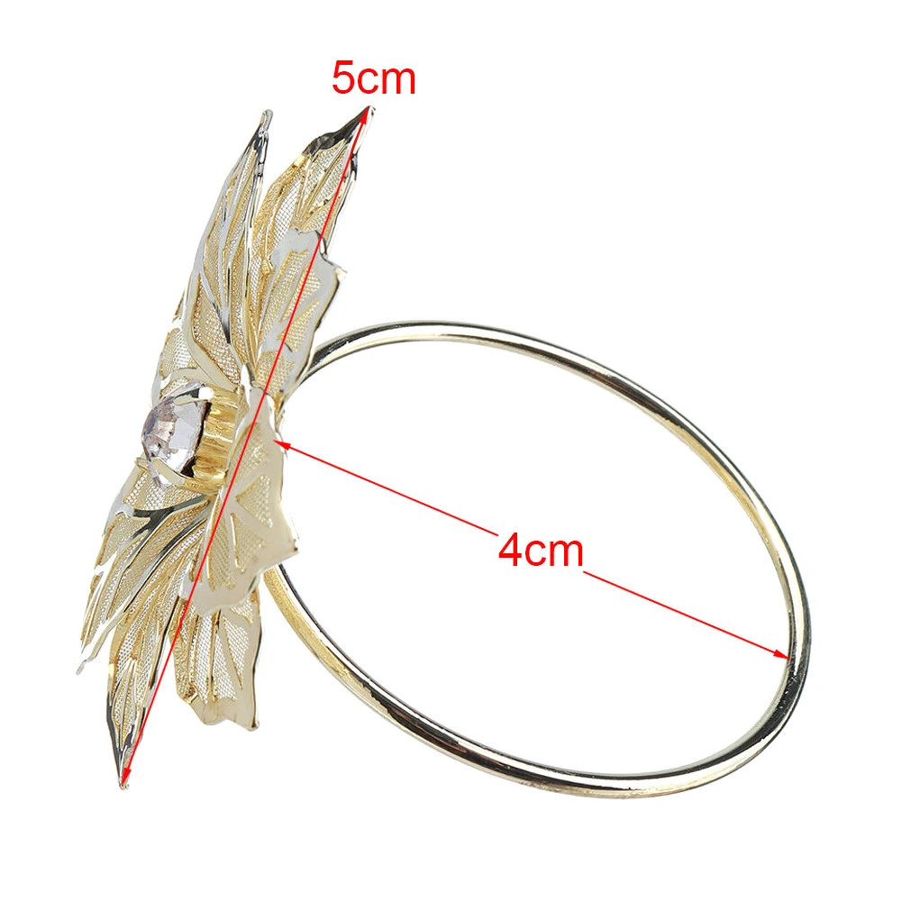 

12 Pcs Floral Metal Rings Napkin Holder Dinner Wedding Towel Ring for Party Table GHS99