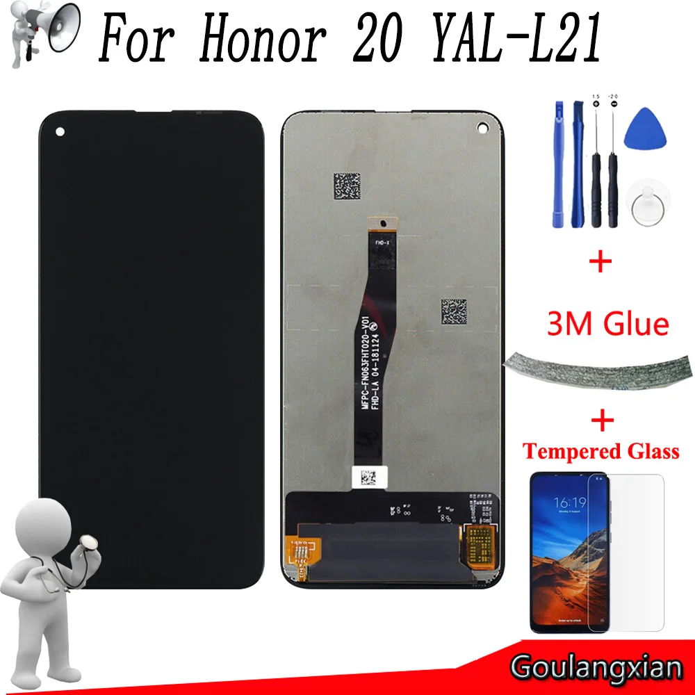6 26 &quotAAA оригинальный с рамкой для Huawei honor 20 YAL-L21 ЖК-дисплей сенсорный экран