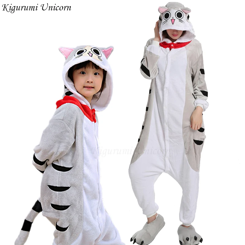 cheese cat Женские пижамы кигуруми с единорогом для взрослых и детей; зимняя Пижама с животными; комбинезон; женская пижама для косплея; домашняя одежда - Цвет: cheese cat