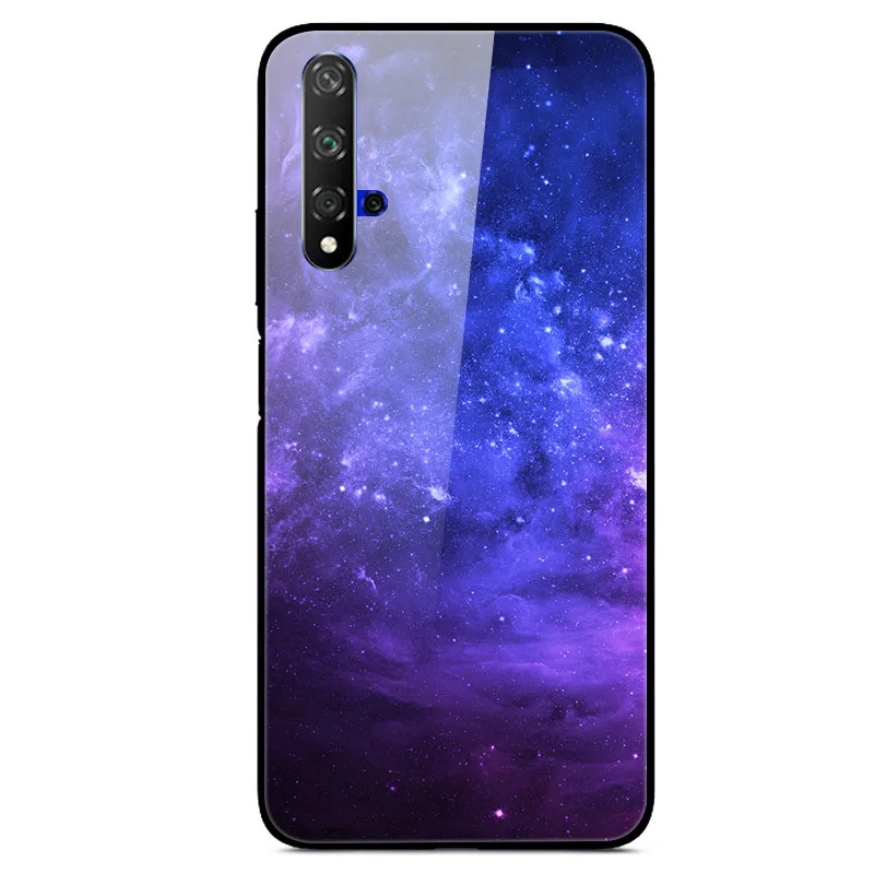 Светло-желтый Чехол для huawei Honor 20, Жесткий Чехол из закаленного стекла с принтом, чехол для huawei Honor 20 Pro Lite Honor20 YAL-L21Cover Fundas - Цвет: Светло-желтый