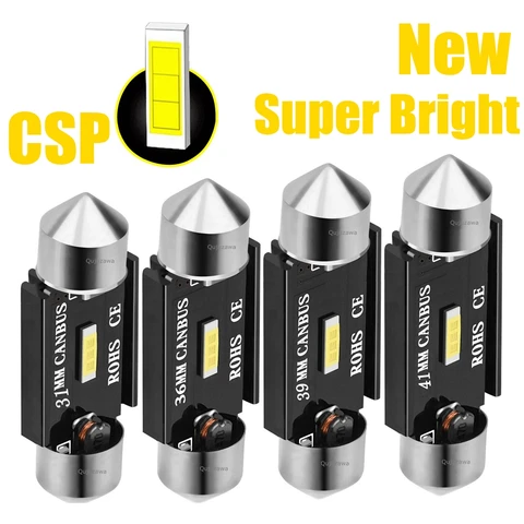 Новая светодиодная лампа Festoon CSP, 31 мм, 36 мм, 39 мм, 41 мм, C5W, C10W, сверхъяркая Автомобильная купольная лампа Canbus, без ошибок, лампы для чтения в салоне автомобиля