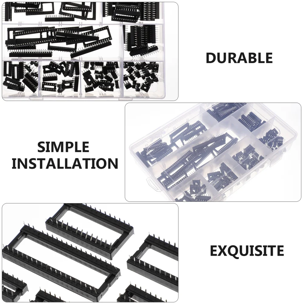 

100pcs Round Pin Double Row IC Socket DIP IC Sockets Adaptor Solder Type Socket