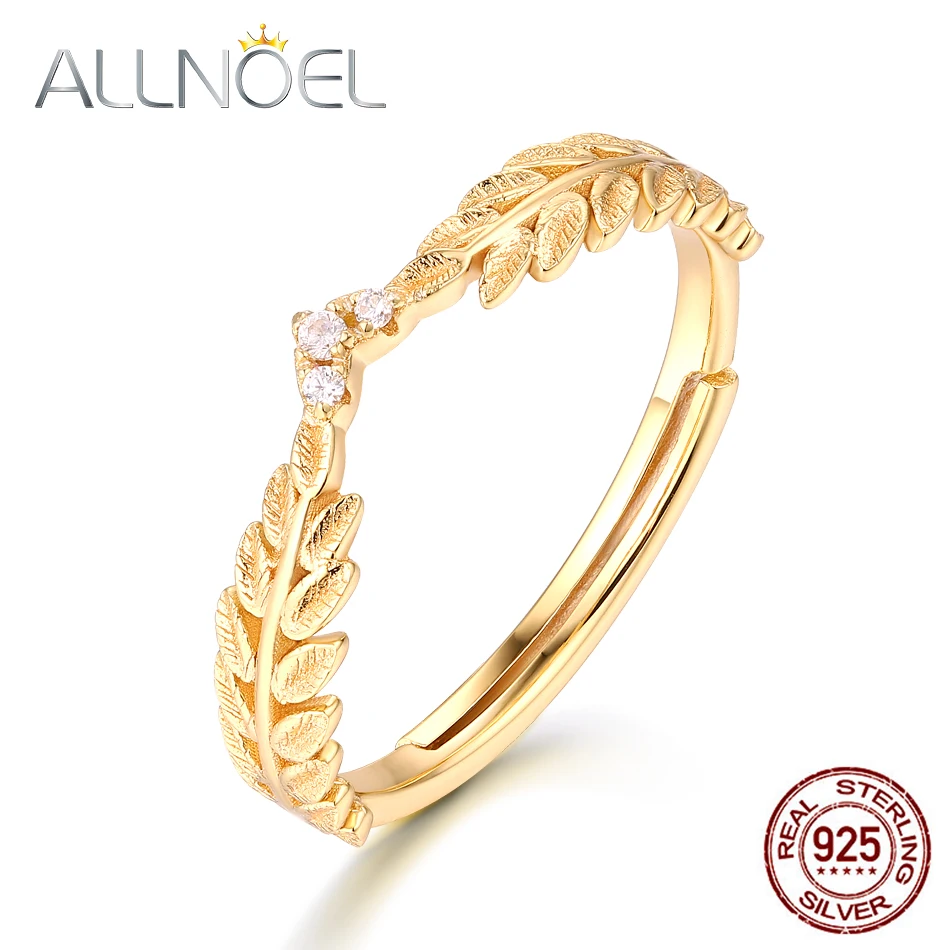 ALLNOEL серебро 925 ювелирное изделие, модное, форме оливы, кольцо в форме листа, настоящее золото позолота обручальное кольцо хорошее ювелирное изделие, опт, много оптом, модные кольца бижутерия подарки на год