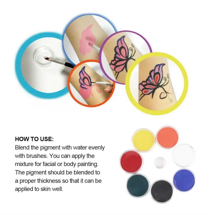 7 цветов жемчужный металлический пигмент для лица краска тела на водной основе