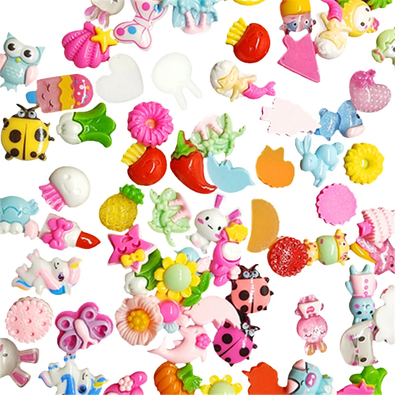 10/30 шт./лот разные цвета Мультяшные животные цветы каучуковые подвески заколки