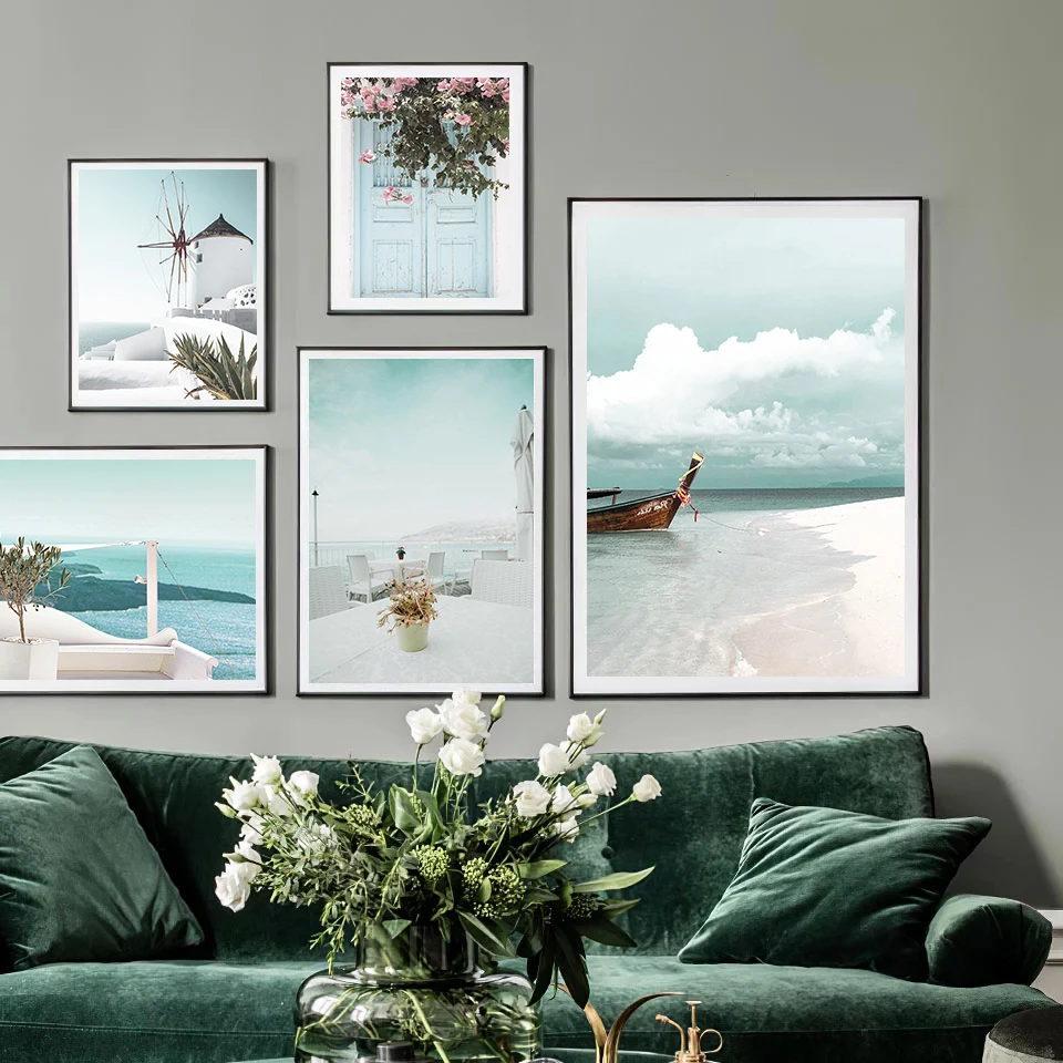 

Nordic Simple Home Decoration Canvas Painting for Living Room Bedroom Modern Castle Sea View Picture Art Wall Decoration Poster