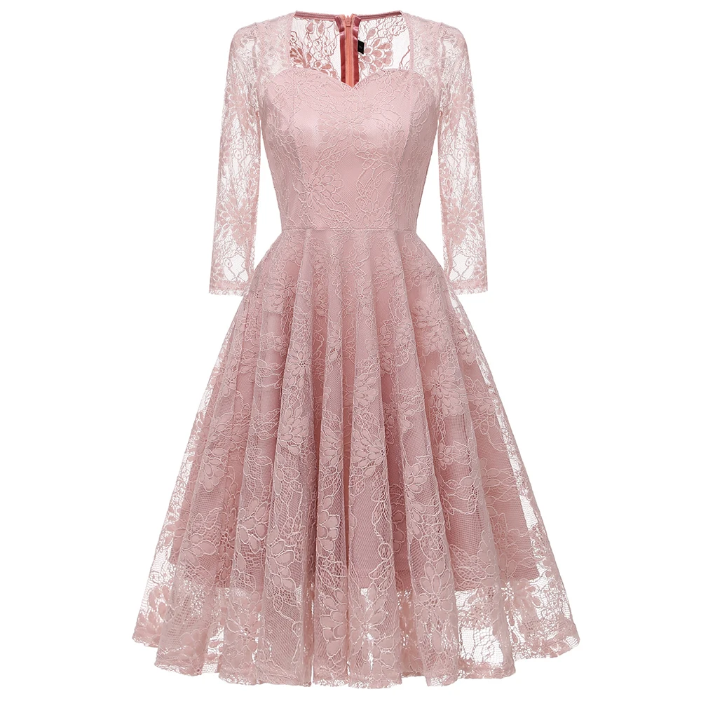 Женское цветочное кружевное платье модные вечерние платья средней длины