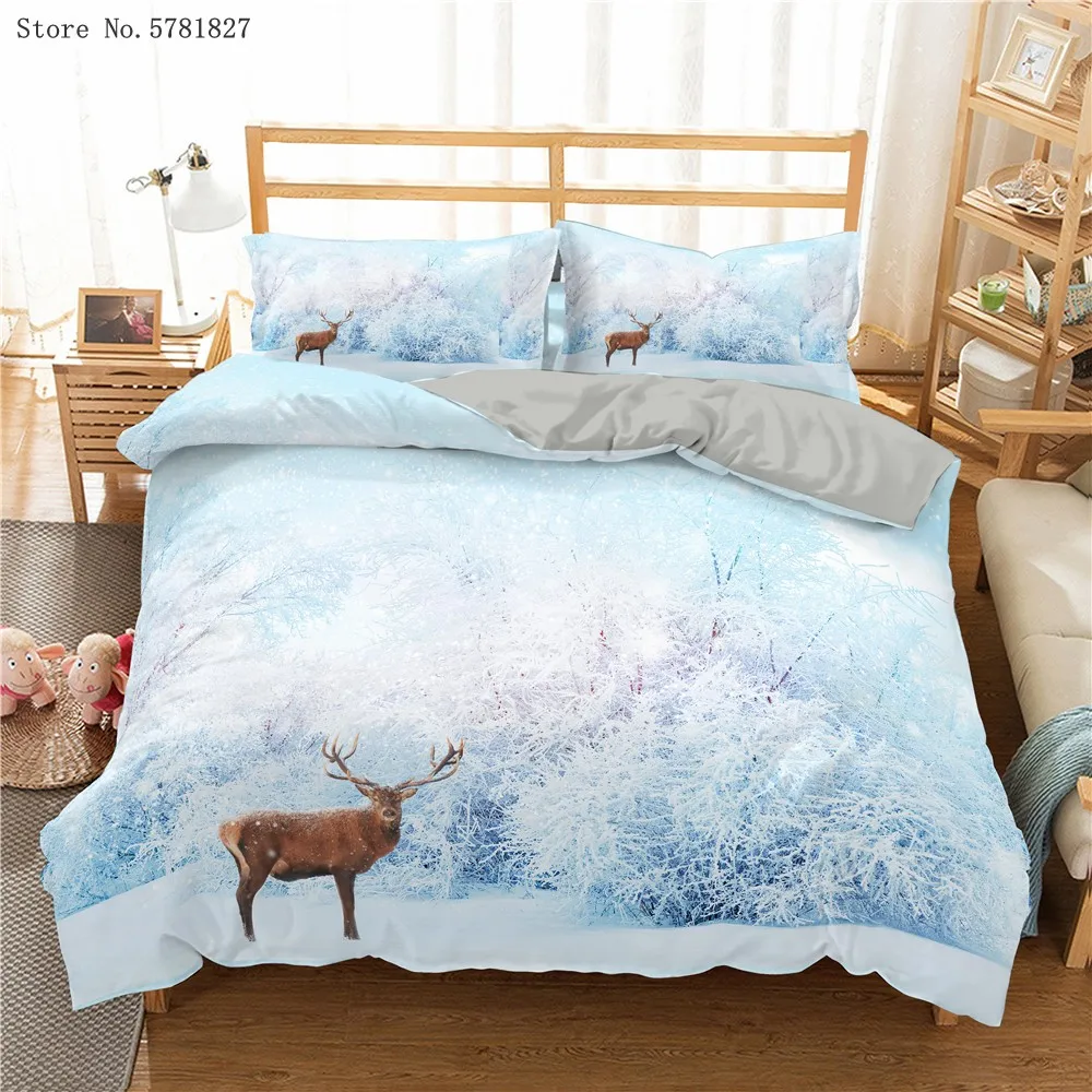 Комплект постельного белья из 2/3 предметов с оленем пододеяльник милым 3D-принтом