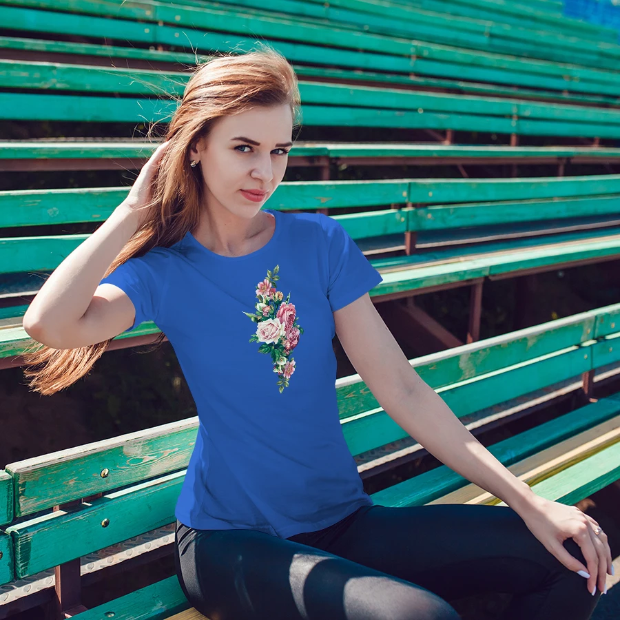 

Pink Heart Flower Print Women Tshirt Cotton Casual Funny T Shirt Gift 90s Lady Yong Girl Perfume Bottle Sweet Short Sleeve shirt