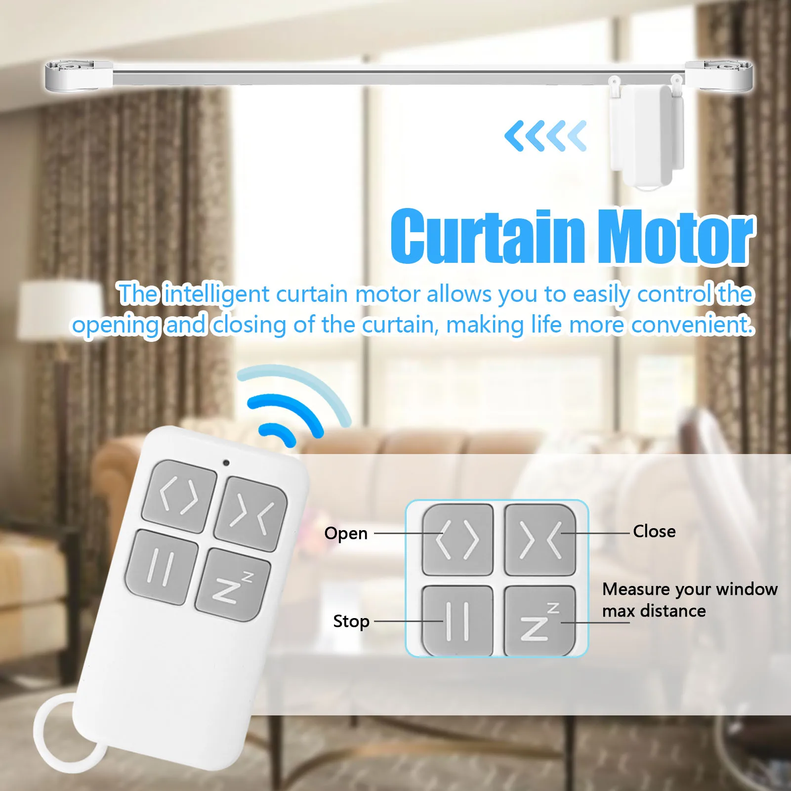 

M027 Tuya WiFi Smart Curtain Motor Remote Controller Curtain Motors Voice Control Switch APP Control with Alexa Google Home
