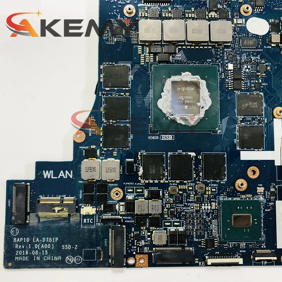 Original Laptop motherboard For DELL Alienware 15 R3 i7-6700HQ Mainboard SR2FQ N17E-G2-A2 CN-0KPYXX 0KPYXX LA-D751P