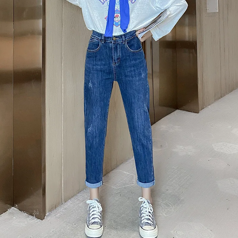 

2021 High Waist Women's Fashion Jeans Trousers For Female Mom Denim Pants For Girls